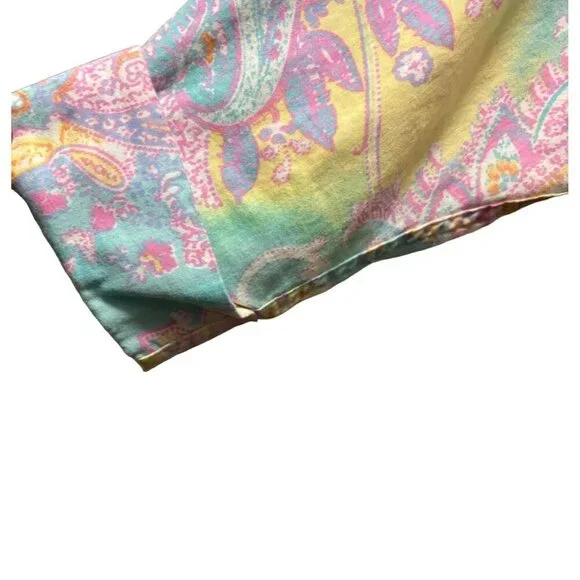 Lauren Ralph Lauren Women's Paisley Button-Up Shirt Size Large Vibrant Colors - Picture 6 of 7